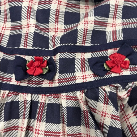 Plaid Navy and Red Little Girl Formal Dress - Picture 4 of 10